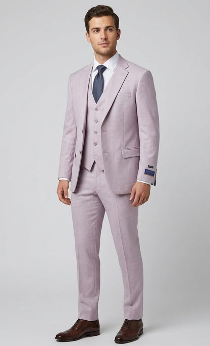 Stretch Herringbone Vested Suit
