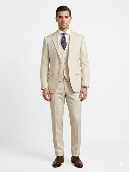 Stretch Herringbone Vested Suit