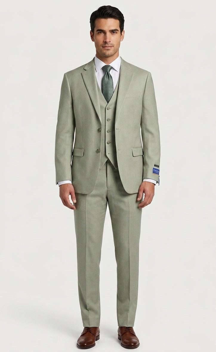Stretch Herringbone Vested Suit