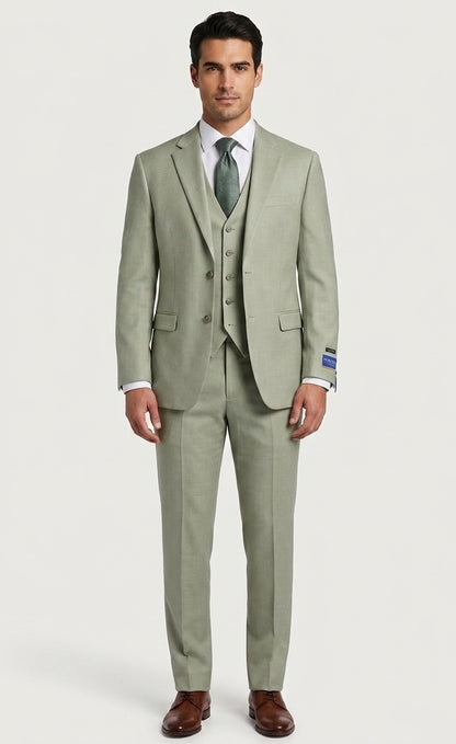 Stretch Herringbone Vested Suit